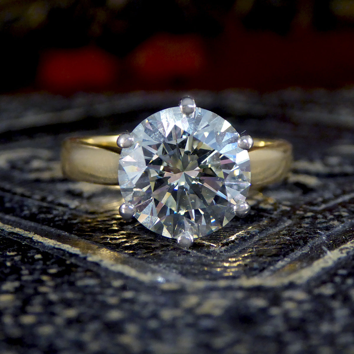 3.38ct Brilliant Cut Diamond Solitaire Engagement Ring in 18ct Gold - Wharfedale Antiques