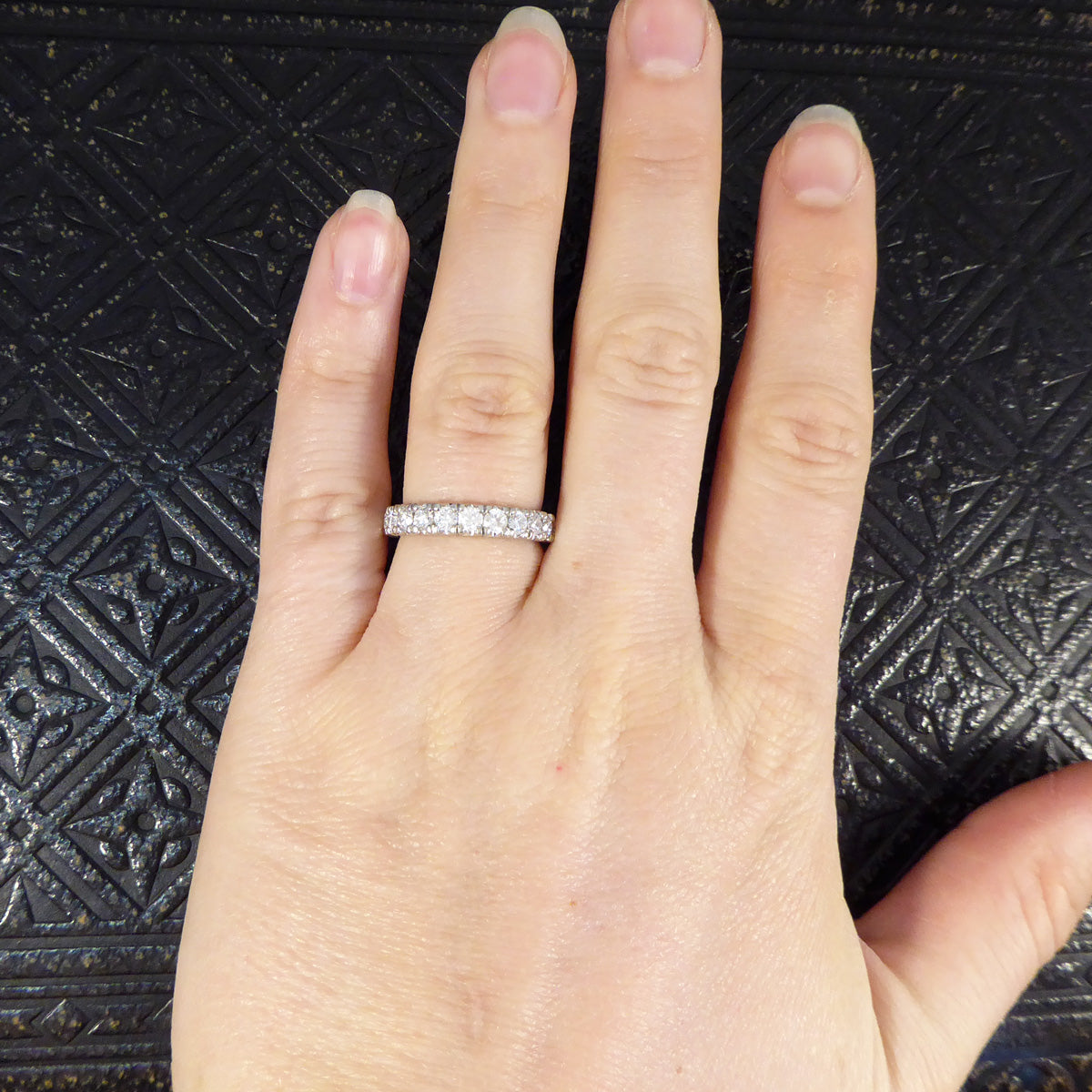 Diamond Set Eternity Ring with 0.88ct Modern Brilliant Cut Diamonds in Platinum - Wharfedale Antiques