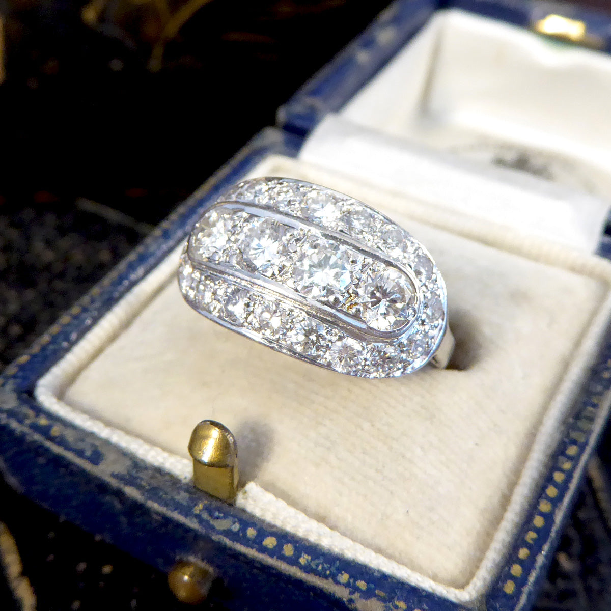 1.26ct Four Stone Diamond Cluster Ring in 14ct White Gold - Wharfedale Antiques