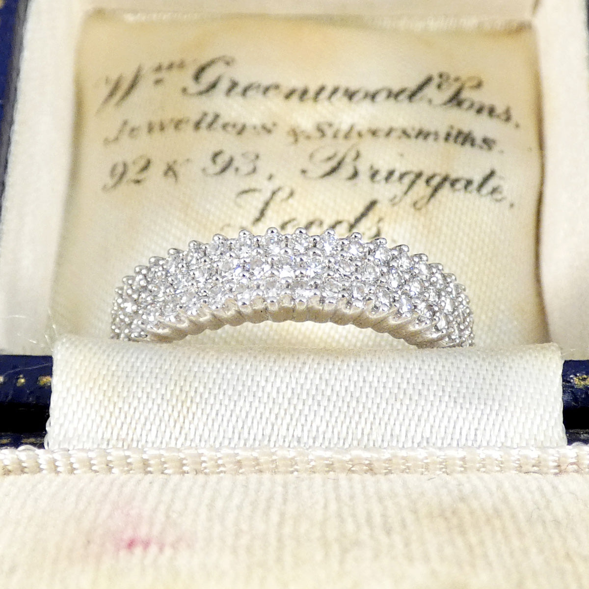 Brilliant Cut Diamond Three Row Half Eternity Ring in 18ct White Gold, gorgeous bright and sparkly.