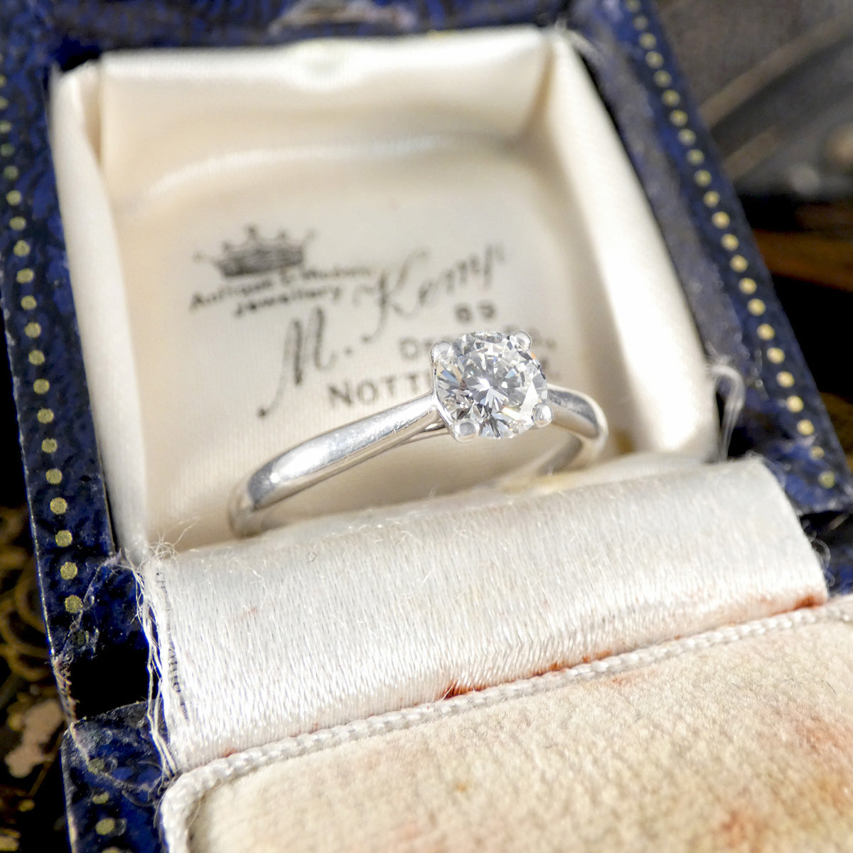 Diamond solitaire engagement ring in platinum.