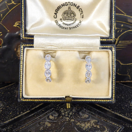 Oval Cut 0.70ct Diamond Huggie Hoop Earrings in 18ct Gold - Wharfedale Antiques