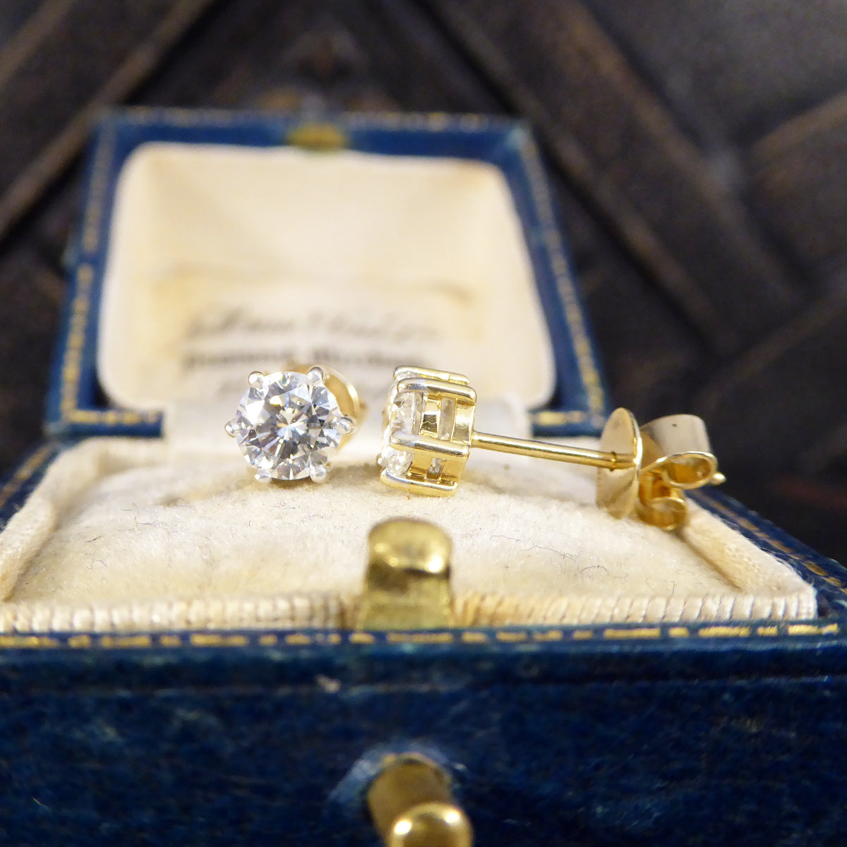 Classic Diamond Stud Earrings Weighing 1.00ct in 18ct Yellow Gold - Wharfedale Antiques