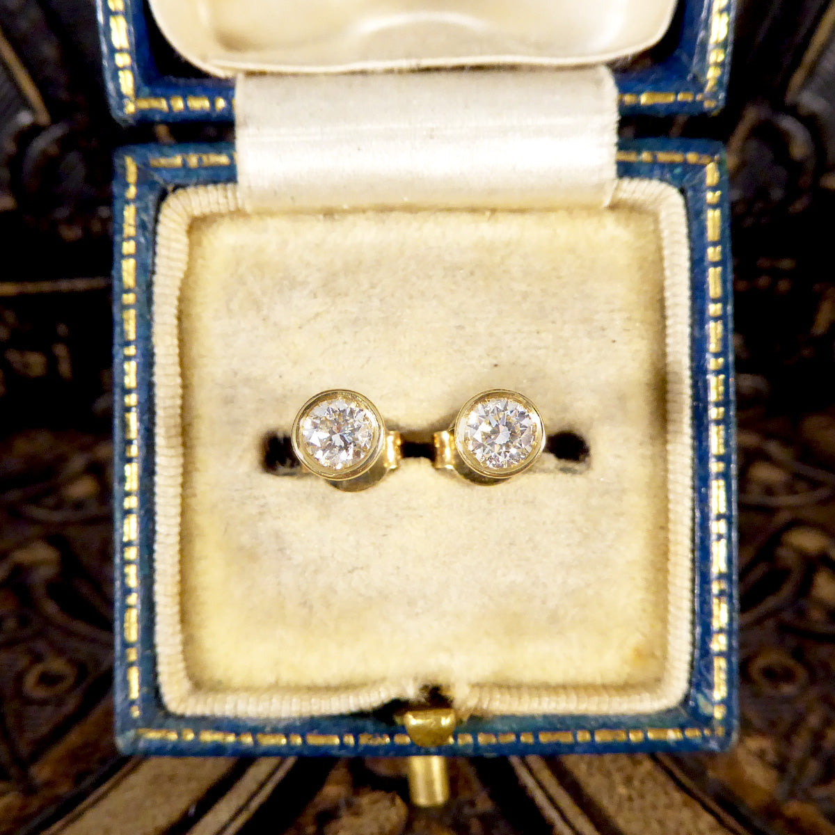 Brilliant Cut Collar Set 0.50ct Diamond Stud Earrings in 18ct Yellow Gold - Wharfedale Antiques
