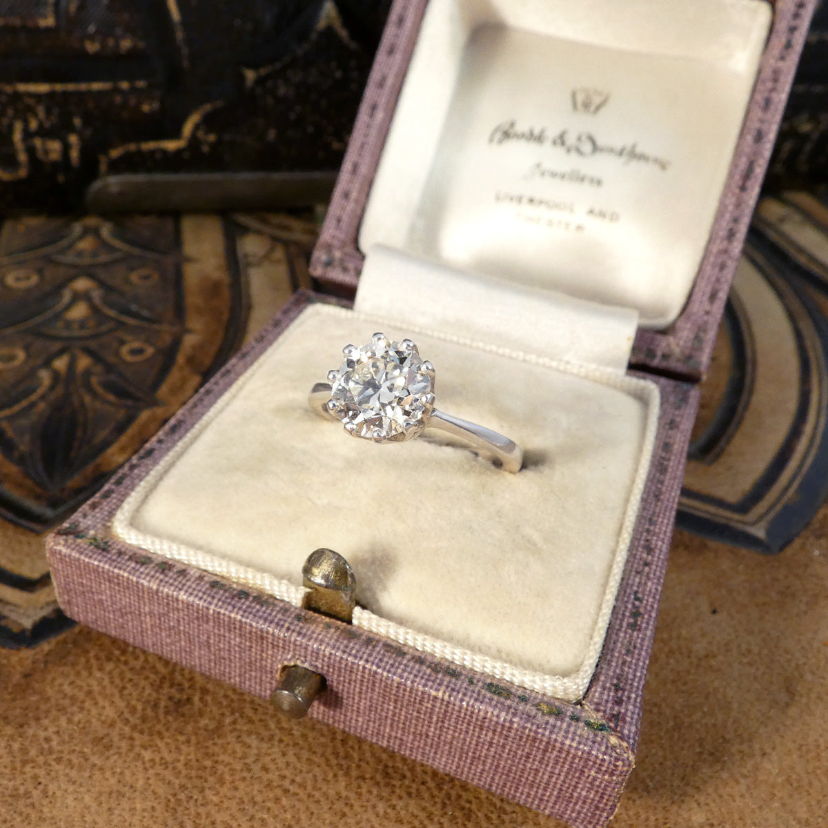 1.56ct Old European Cut Diamond Solitaire Ring in 18ct White Gold - Wharfedale Antiques