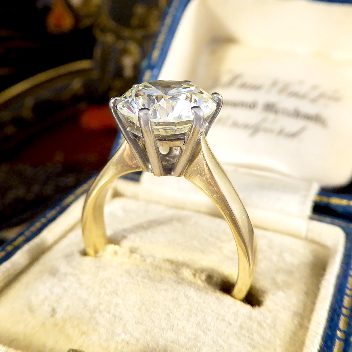 3.38ct Brilliant Cut Diamond Solitaire Engagement Ring in 18ct Gold - Wharfedale Antiques