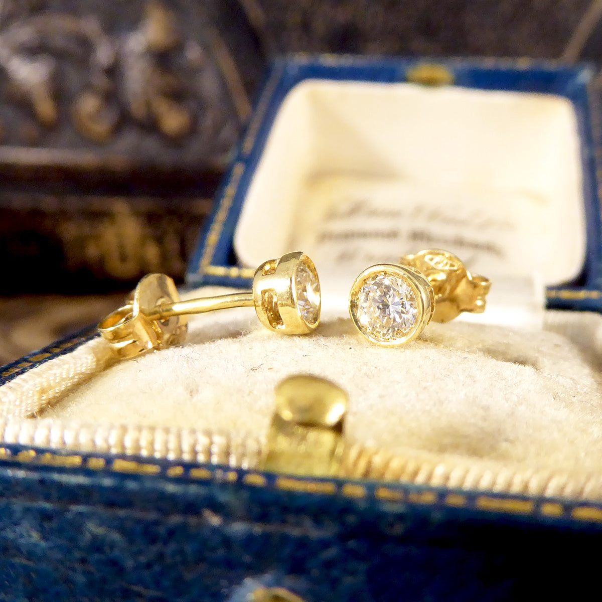 Brilliant Cut Collar Set 0.50ct Diamond Stud Earrings in 18ct Yellow Gold - Wharfedale Antiques