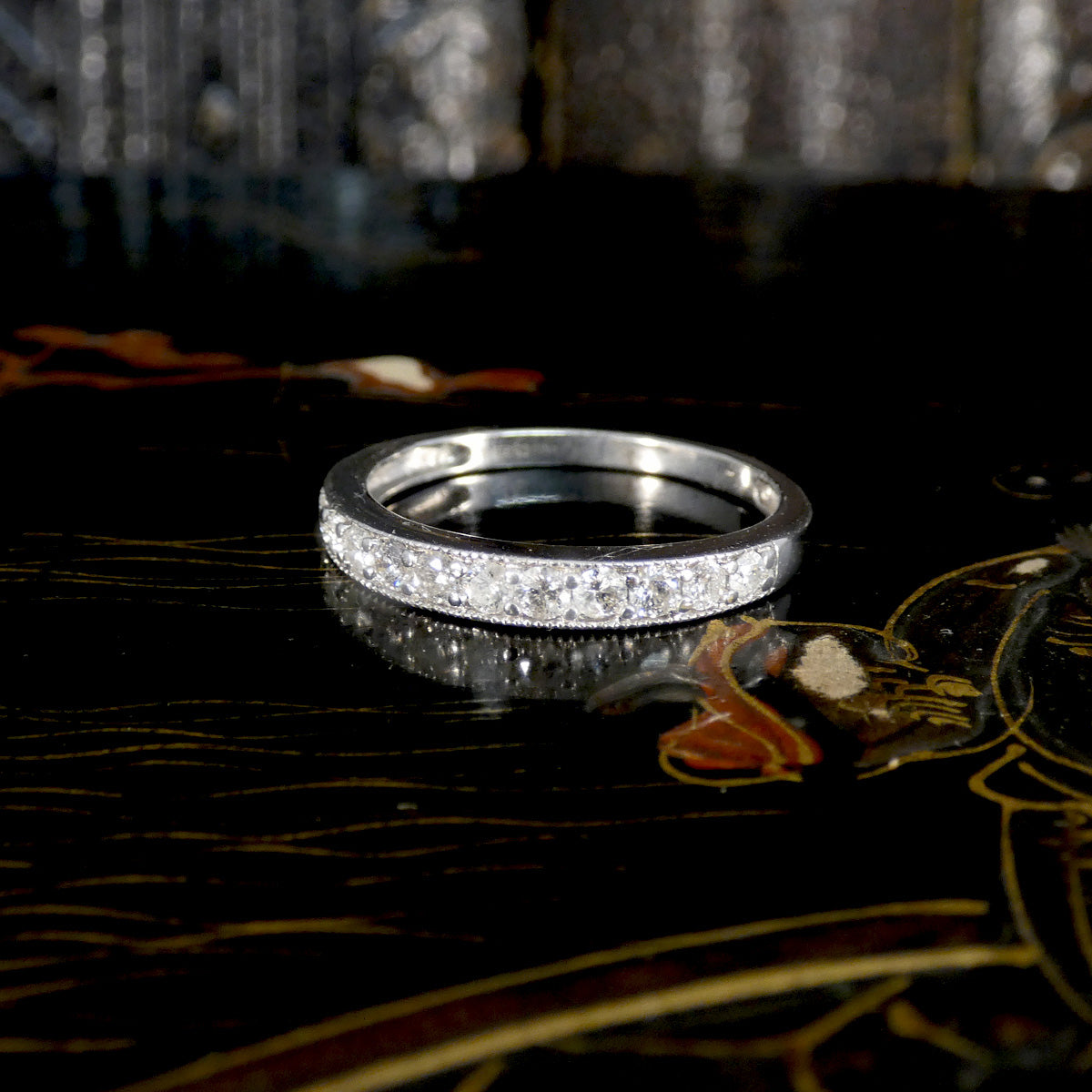Diamond half eternity ring in 9ct white gold he perfect stacking ring.