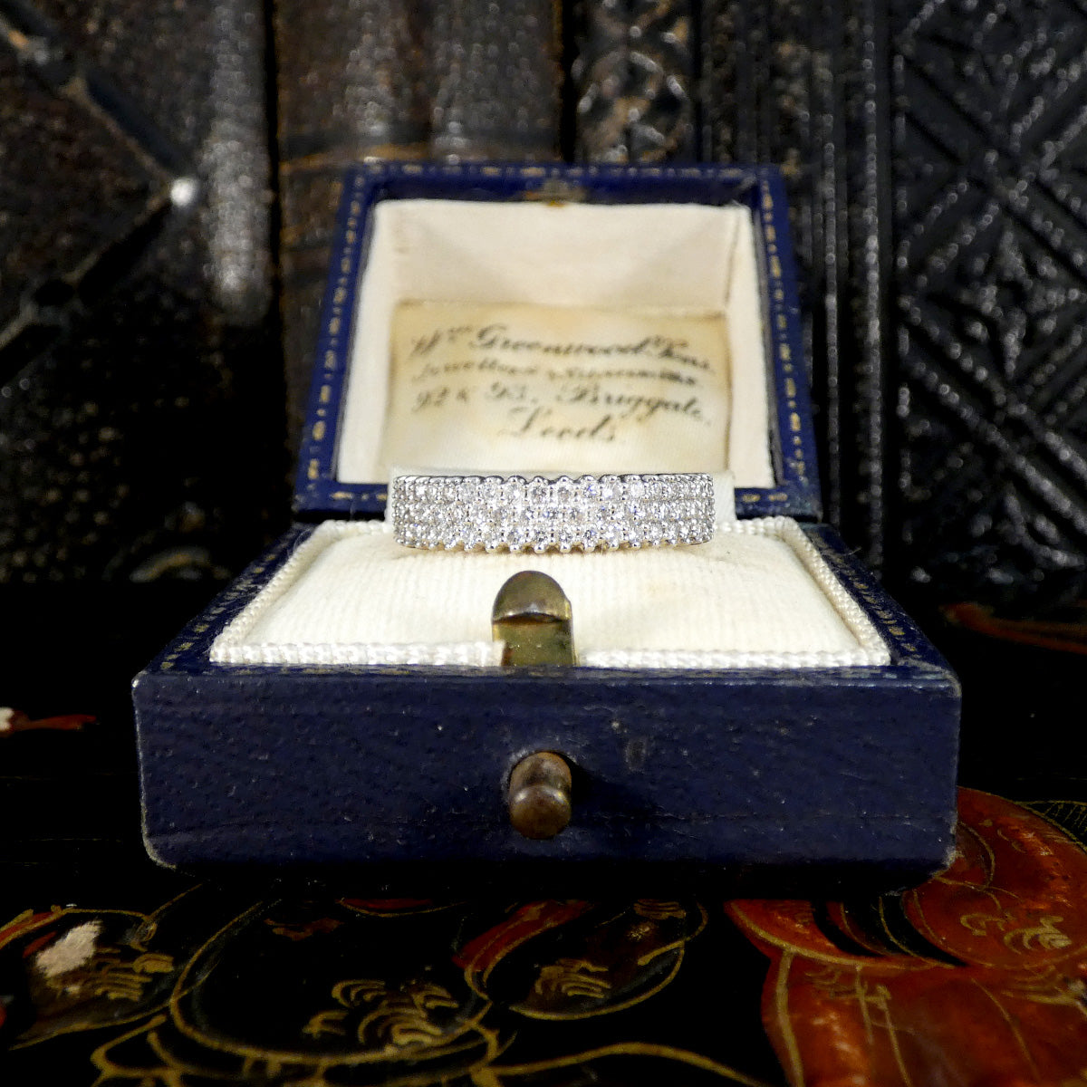 Brilliant Cut Diamond Three Row Half Eternity Ring in 18ct White Gold