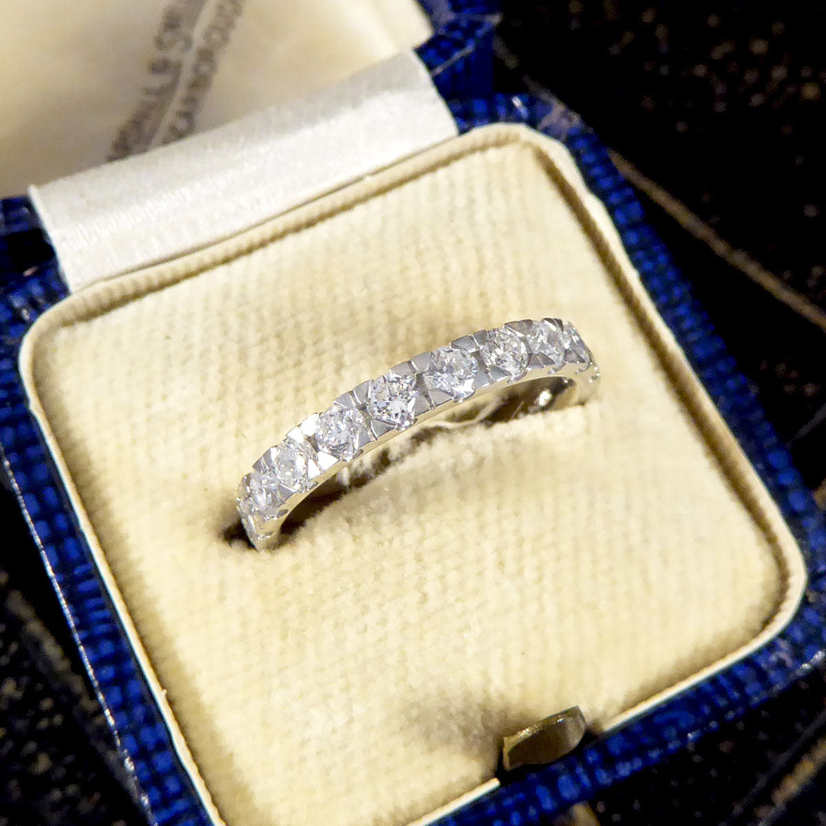 Modern Diamond Half Eternity Ring in Platinum - Wharfedale Antiques