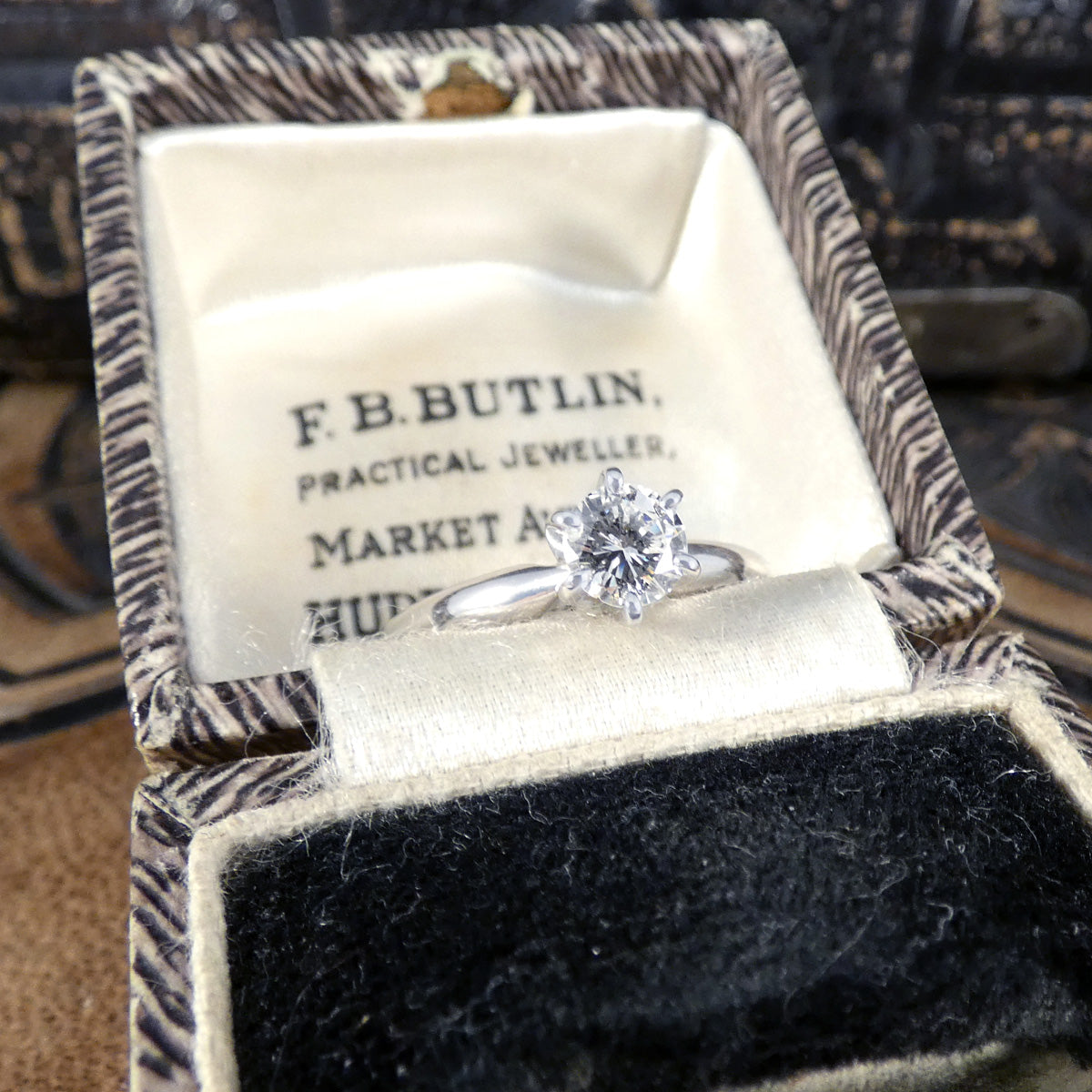0.50ct Diamond Solitaire High Set Engagement Ring in 14ct White Gold - Wharfedale Antiques