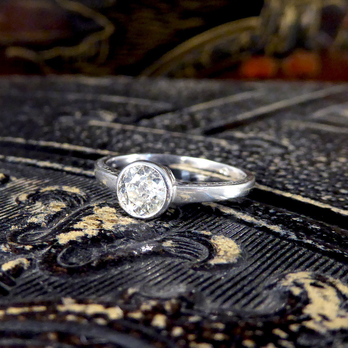Vintage 0.50ct Old European Cut Diamond Ring in 14ct White Gold - Wharfedale Antiques