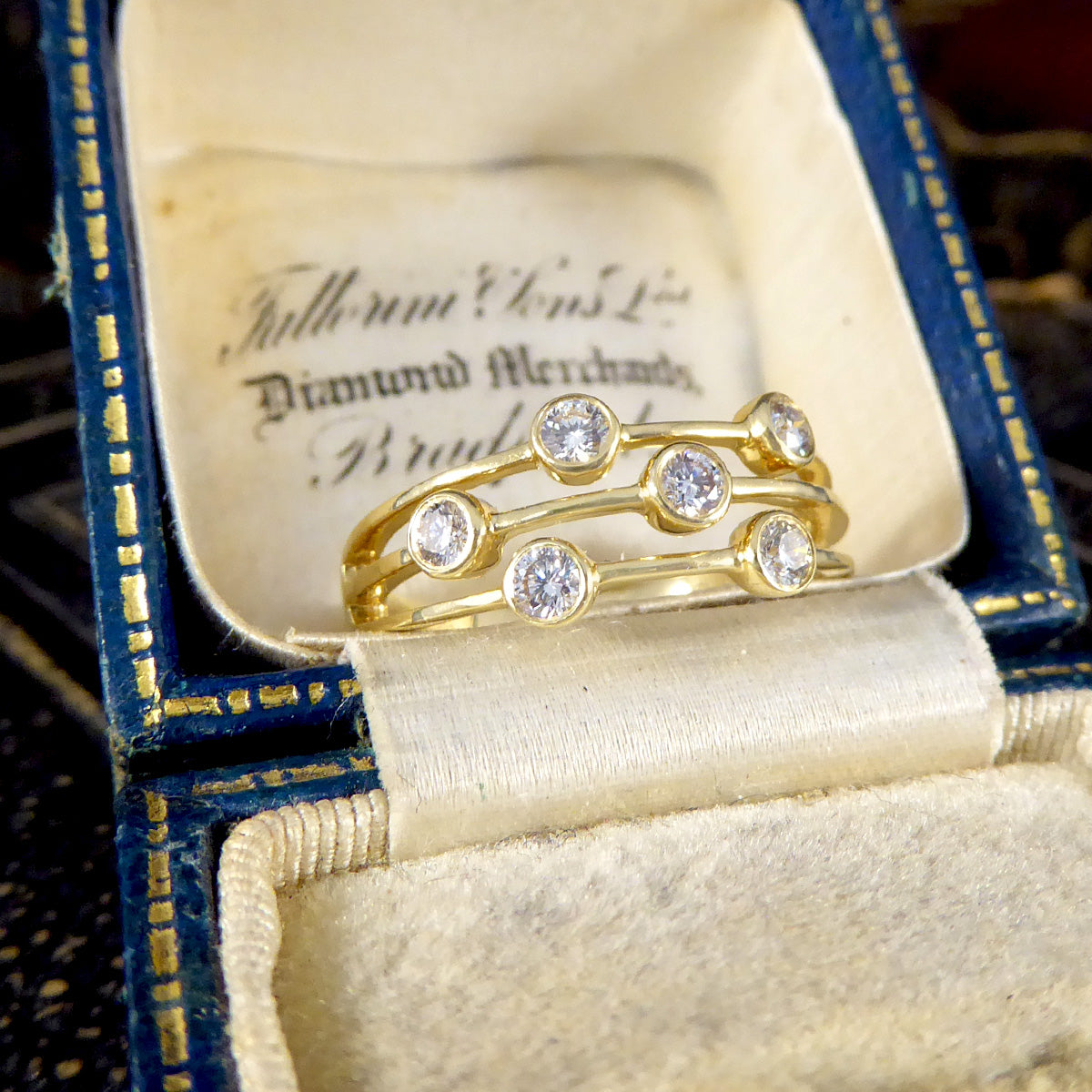Diamond Three Strand Bubble Ring in 18ct Yellow Gold - Wharfedale Antiques