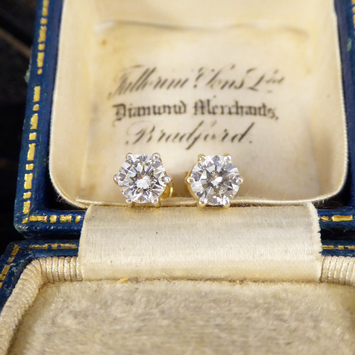 Classic Diamond Stud Earrings Weighing 1.00ct in 18ct Yellow Gold - Wharfedale Antiques