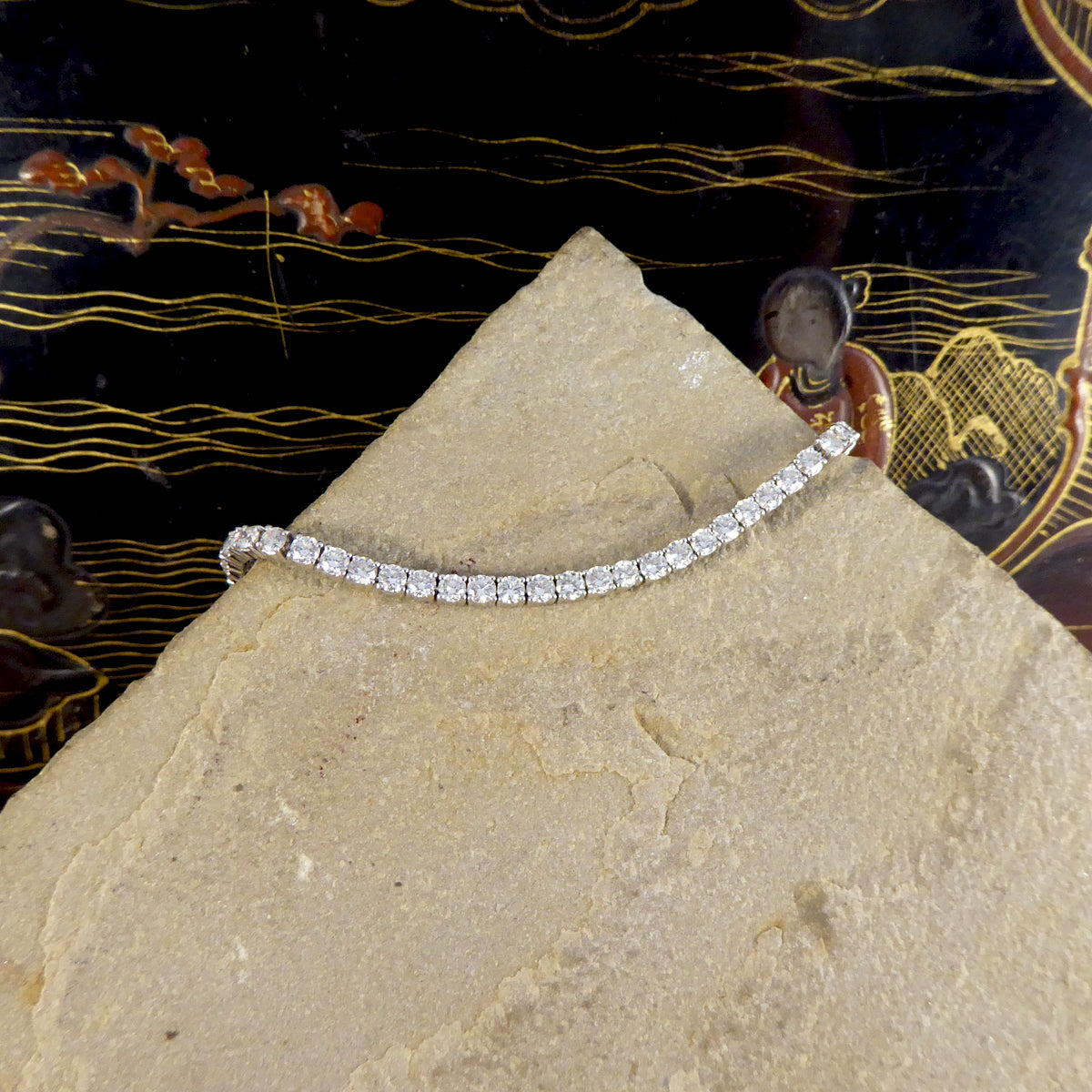 4.83ct Diamond Tennis Bracelet with Box Setting in 18ct White Gold - Wharfedale Antiques