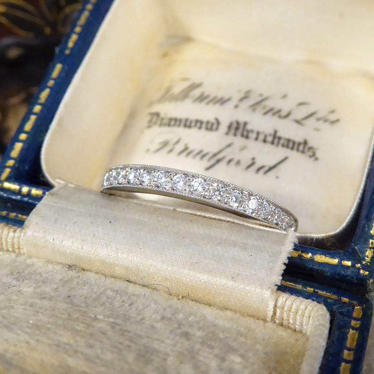 Modern Brilliant Cut Diamond Channel Set Half Eternity Ring in Platinum - Wharfedale Antiques
