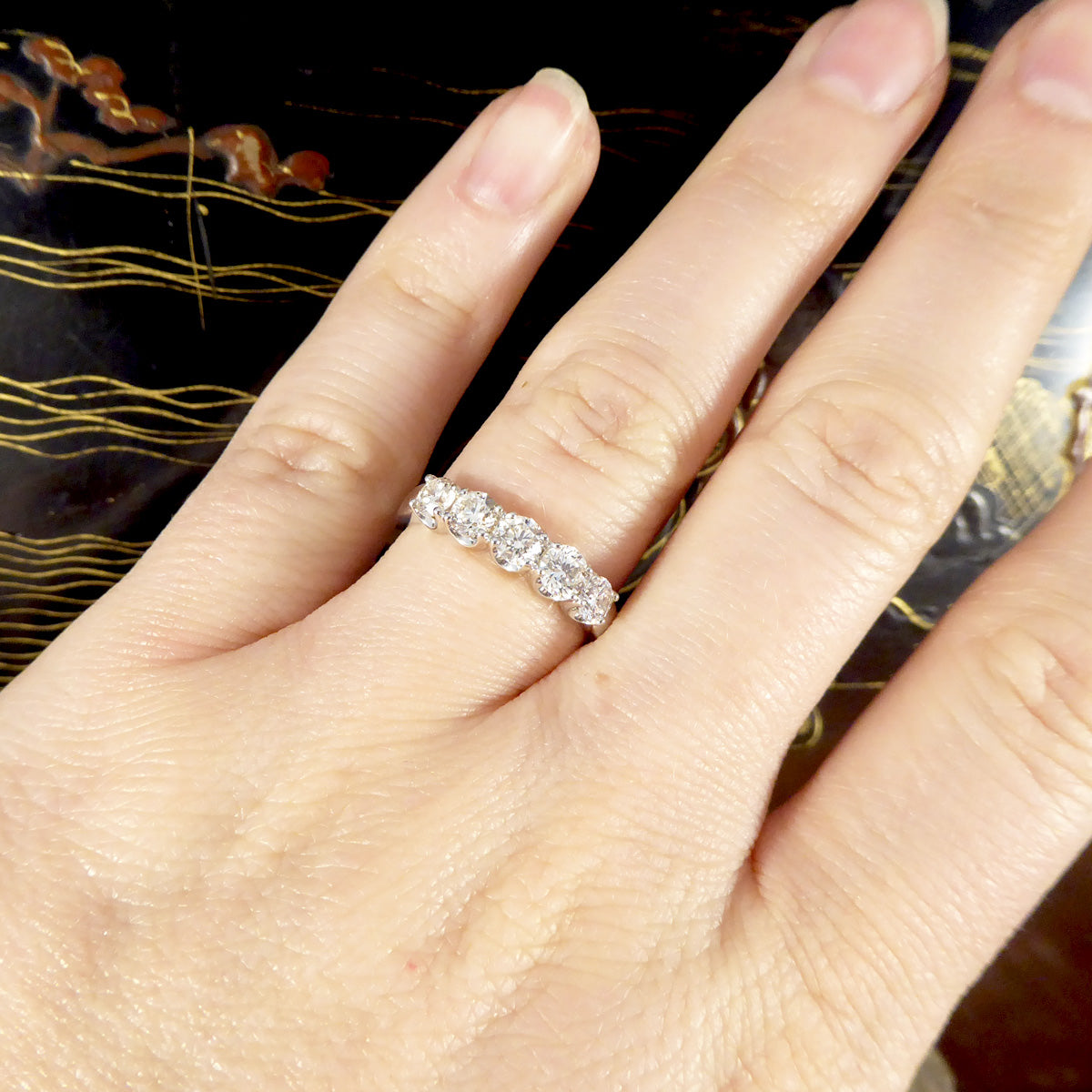 Eternity Style 1.00ct Brilliant Cut Diamond Five Stone Ring in Platinum - Wharfedale Antiques