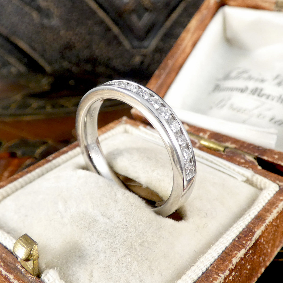 Diamond half eternity ring in platinum