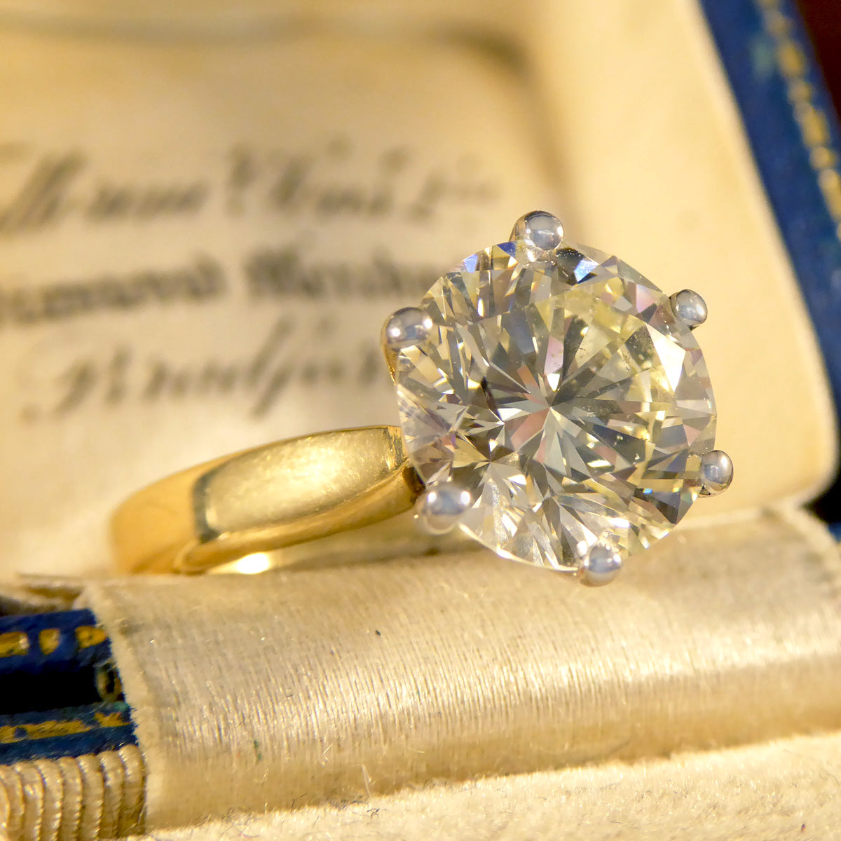 3.38ct Brilliant Cut Diamond Solitaire Engagement Ring in 18ct Gold - Wharfedale Antiques