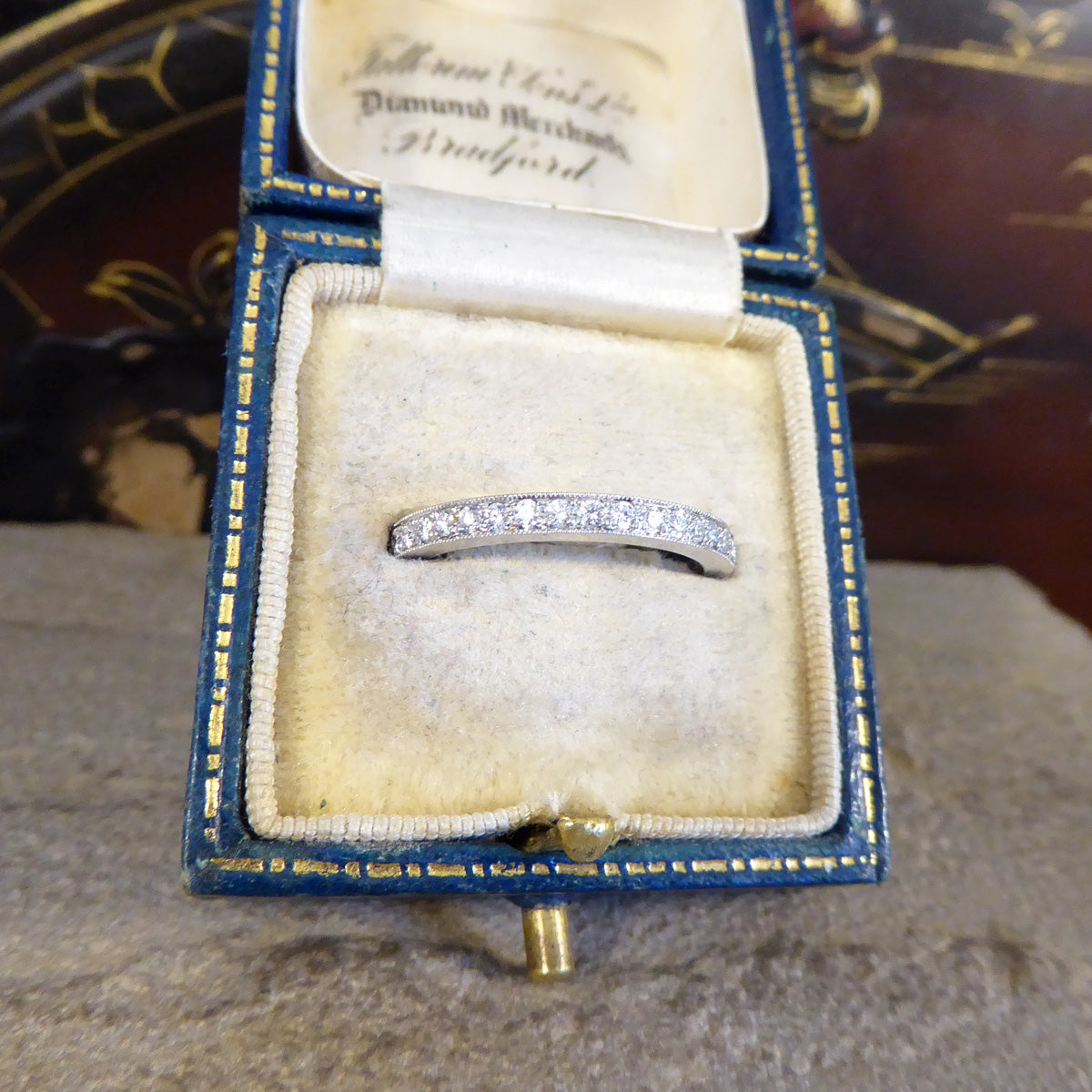 Modern Brilliant Cut Diamond Channel Set Half Eternity Ring in Platinum - Wharfedale Antiques