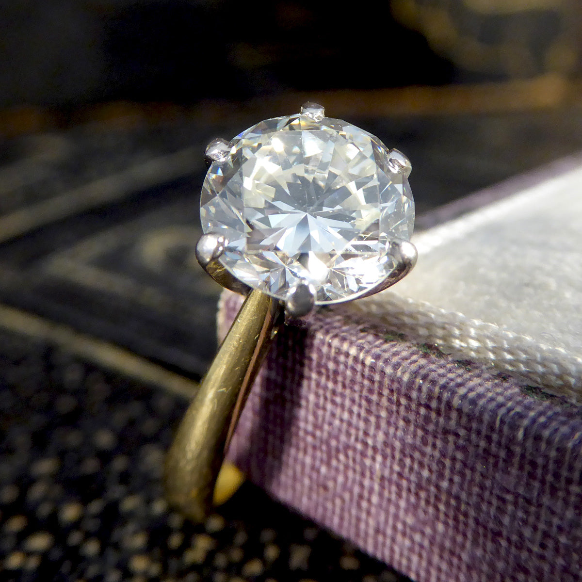 1.91ct Brilliant Cut Diamond Solitaire Ring in 18ct Yellow and White Gold - Wharfedale Antiques