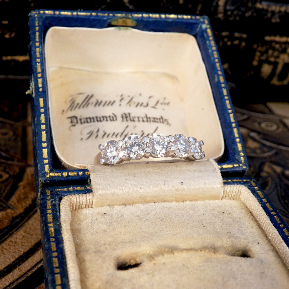 1.52ct Brilliant Cut Diamond Five Stone Ring in 18ct White Gold - Wharfedale Antiques