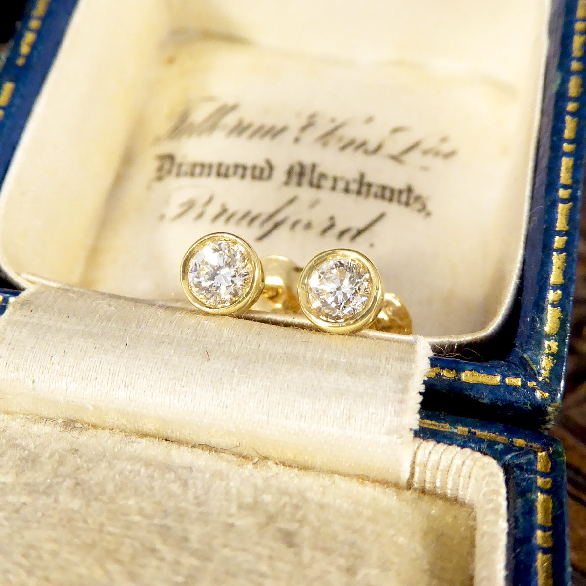 Brilliant Cut Collar Set 0.50ct Diamond Stud Earrings in 18ct Yellow Gold - Wharfedale Antiques