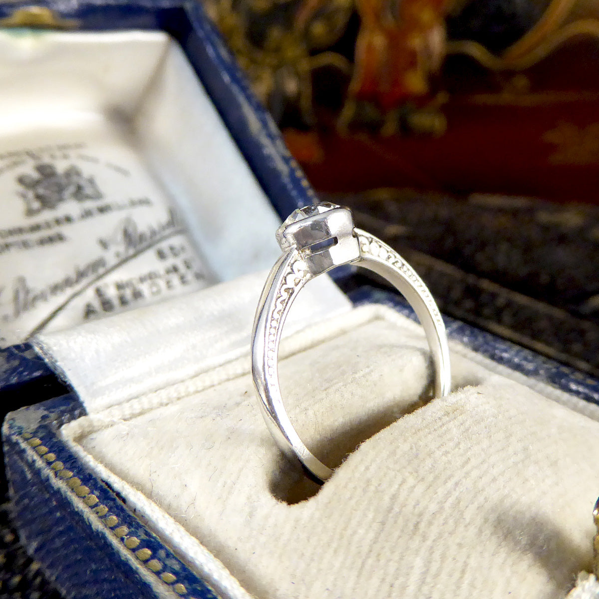 Vintage 0.50ct Old European Cut Diamond Ring in 14ct White Gold - Wharfedale Antiques