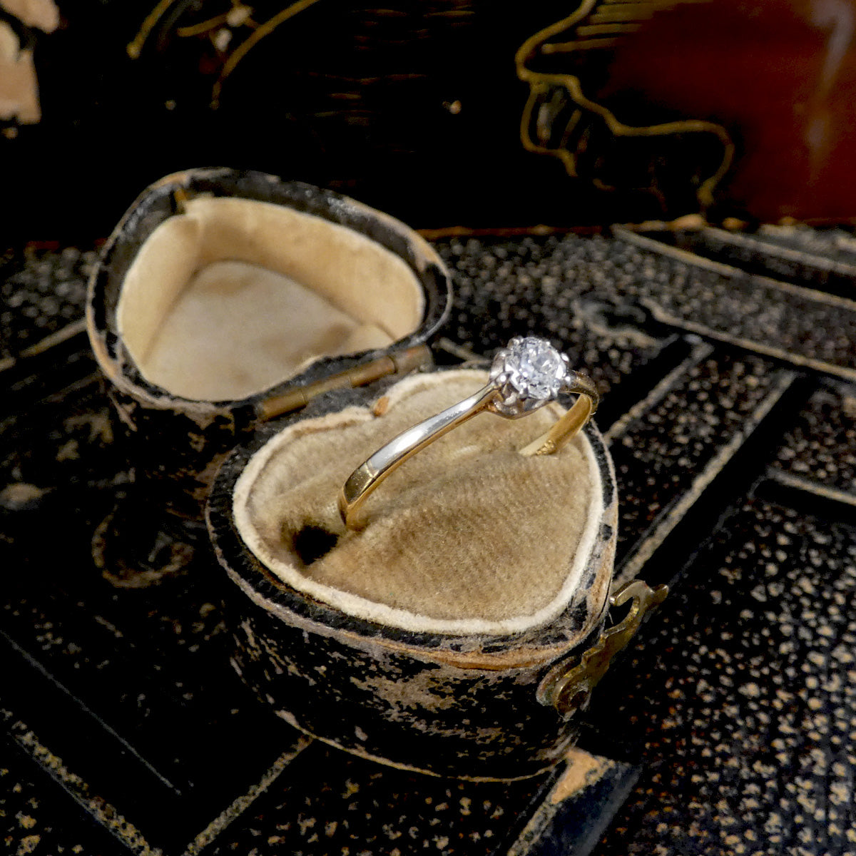 Vintage Dainty Diamond Solitaire Ring in 18ct Yellow Gold - Wharfedale Antiques