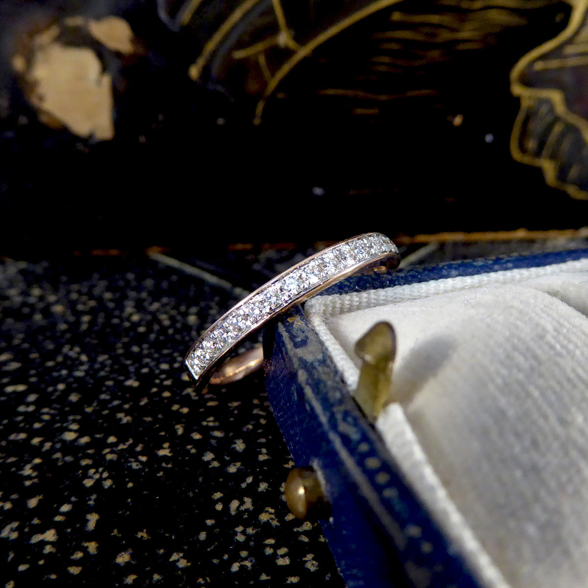0.25ct Diamond Channel Set Half Eternity Ring in Rose Gold - Wharfedale Antiques