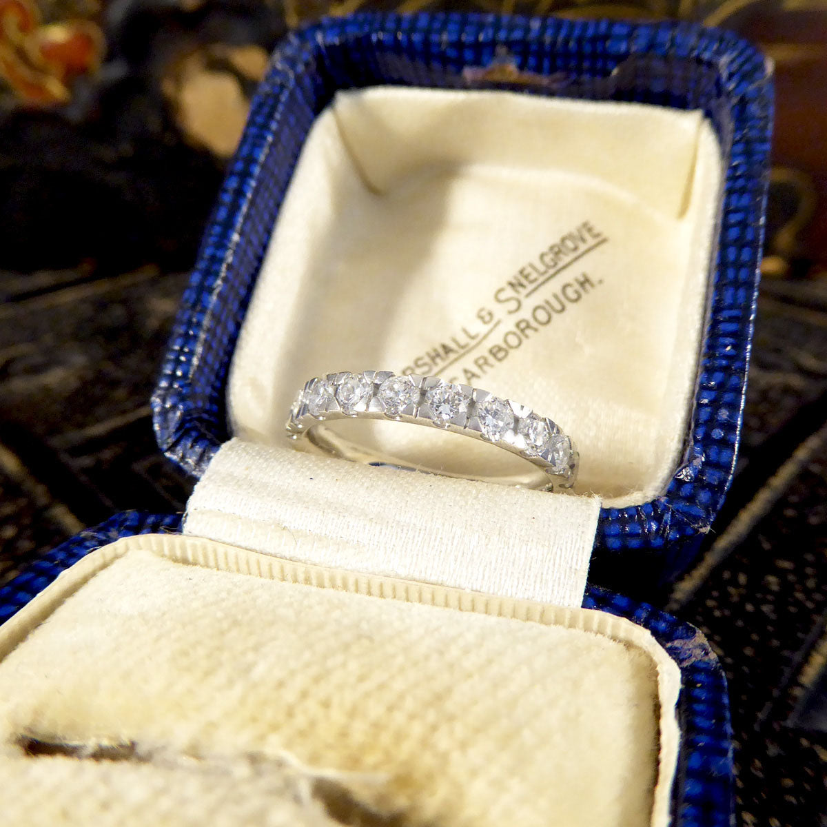 Modern Diamond Half Eternity Ring in Platinum - Wharfedale Antiques