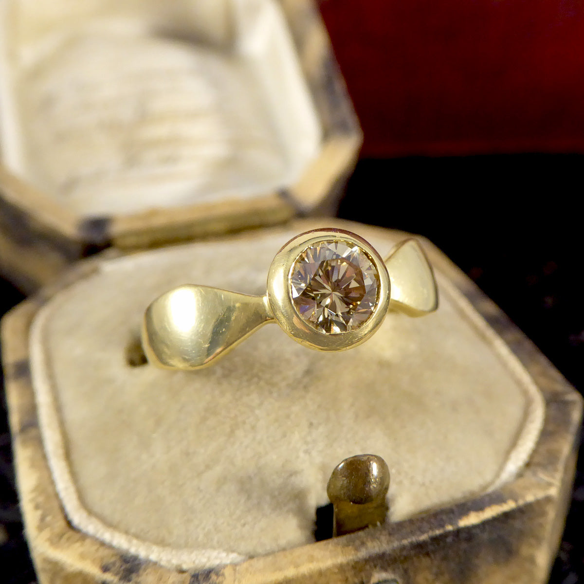 Bezel set 0.60ct Chestnut Diamond Ring in 18ct Yellow Gold - Wharfedale Antiques