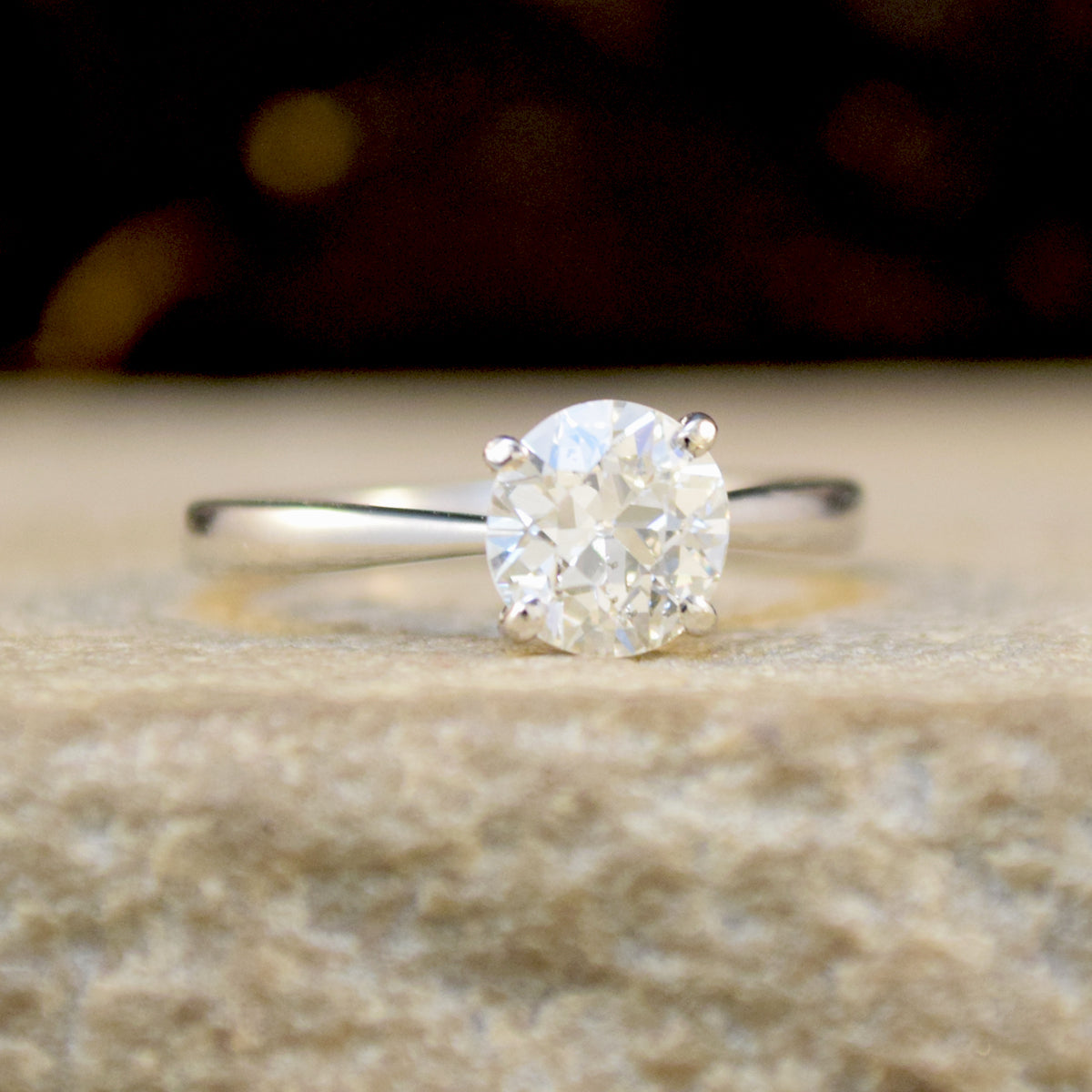 1.07ct Old European Cut Diamond Solitaire Ring in 18ct White Gold - Wharfedale Antiques