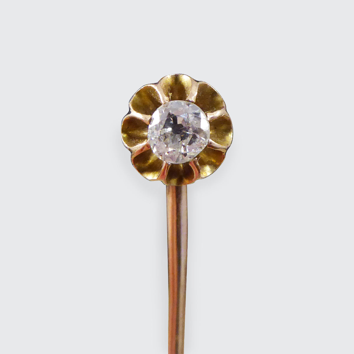 Antique Victorian 0.41ct Diamond Claw Set Pin in 9ct Yellow Gold - Wharfedale Antiques