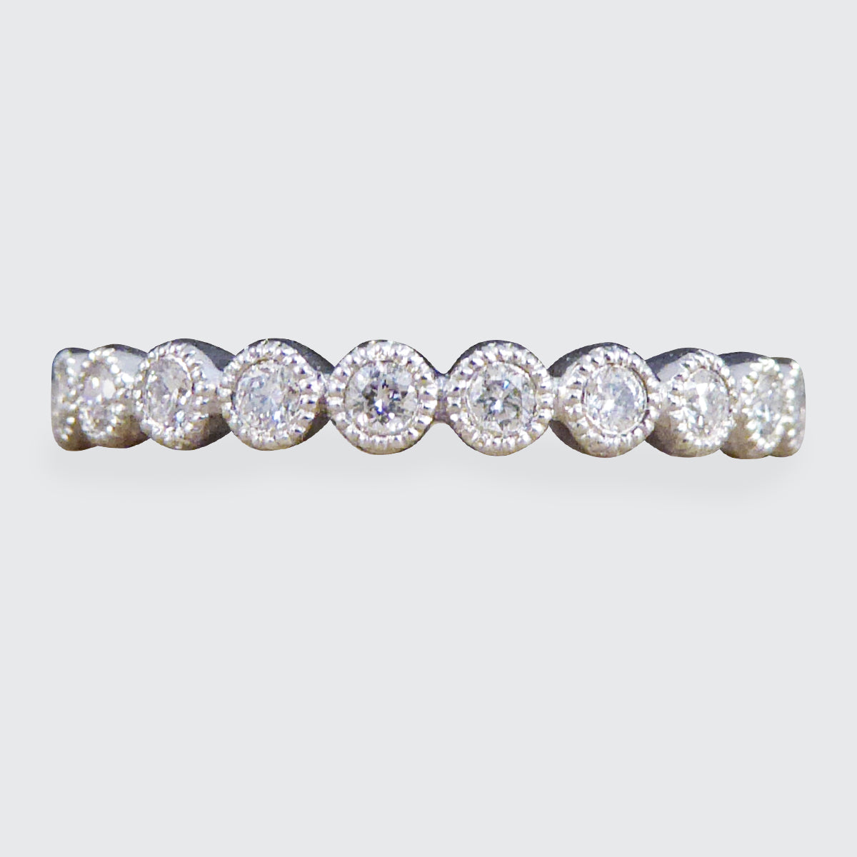 Diamond Rub Over Collar Set Platinum Half Eternity Ring - Wharfedale Antiques