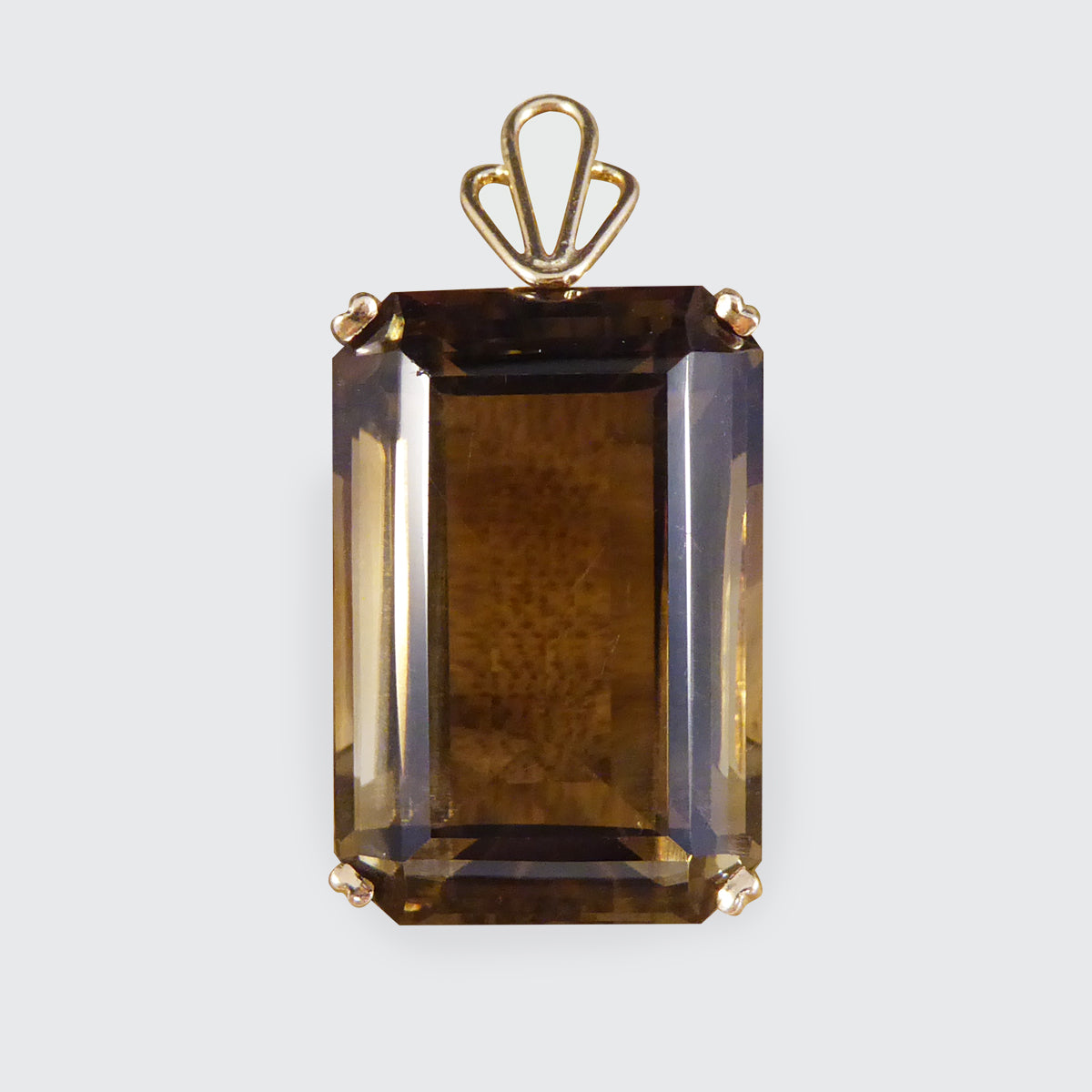 Vintage Smokey Quartz Drop Pendant in 14ct Yellow Gold - Wharfedale Antiques