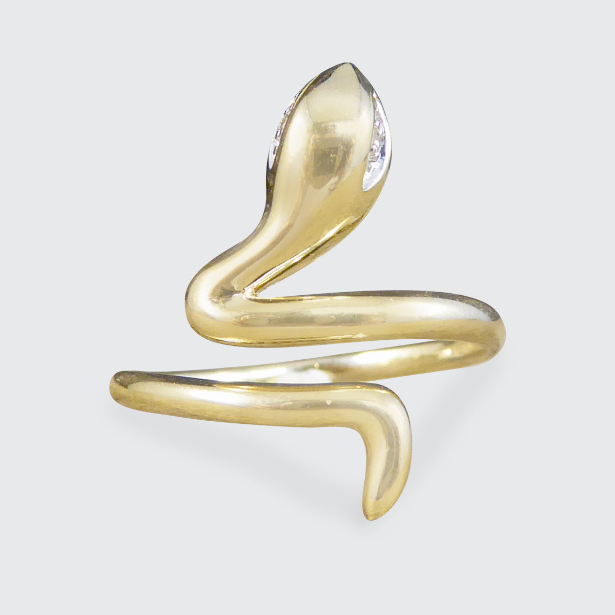 Contemporary New Diamond set Eyed Snake Ring in 9ct Yellow Gold - Wharfedale Antiques