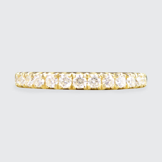 Modern Brilliant Cut Diamond Half Eternity Ring in 18ct Yellow Gold - Wharfedale Antiques