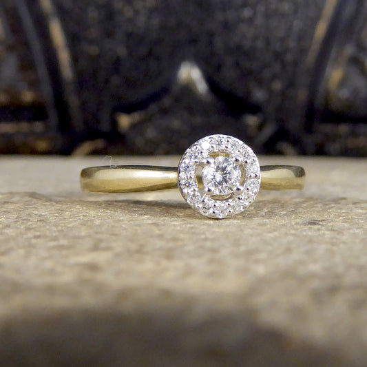 Contemporary Diamond Target Ring in 9ct Yellow Gold - Wharfedale Antiques