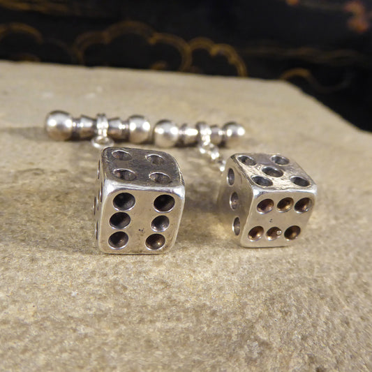 Solid Silver Quality Playing Dice Cufflinks - Wharfedale Antiques