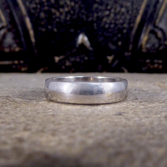 Plain Wide White Gold Millennium Wedding or Stackable Band Ring - Wharfedale Antiques