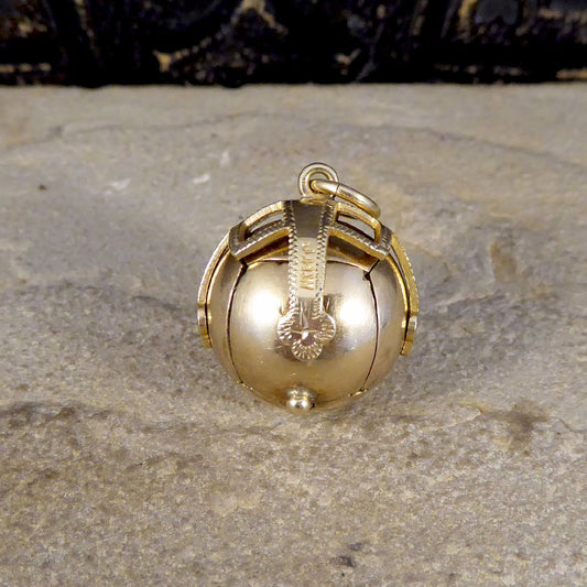 English Masonic Folding Orb Pendant in Silver and 9ct Gold - Wharfedale Antiques