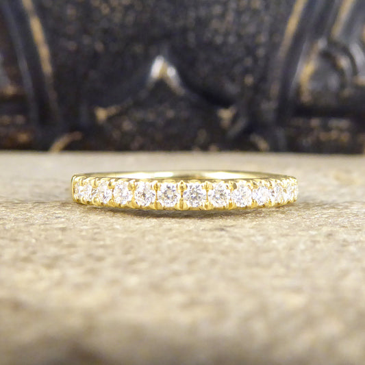 Modern Brilliant Cut Diamond Half Eternity Ring in 18ct Yellow Gold - Wharfedale Antiques