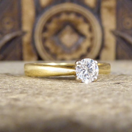 Classic and Dainty 0.25ct Diamond Solitaire Engagement Ring in 18ct Yellow Gold - Wharfedale Antiques