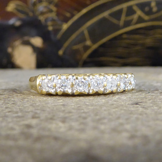 Brilliant Cut Seven Stone Diamond Millennium Ring in 18ct Yellow Gold - Wharfedale Antiques