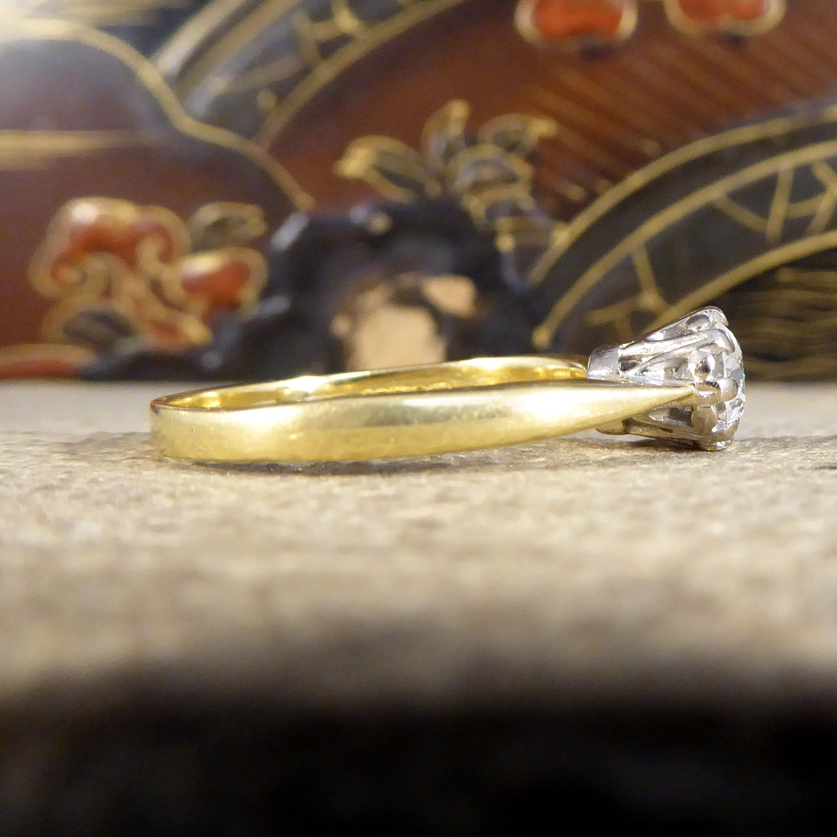 0.50ct Brilliant Cut Illusion Set Diamond Solitaire Engagement Ring in 18ct Yellow and White Gold - Wharfedale Antiques
