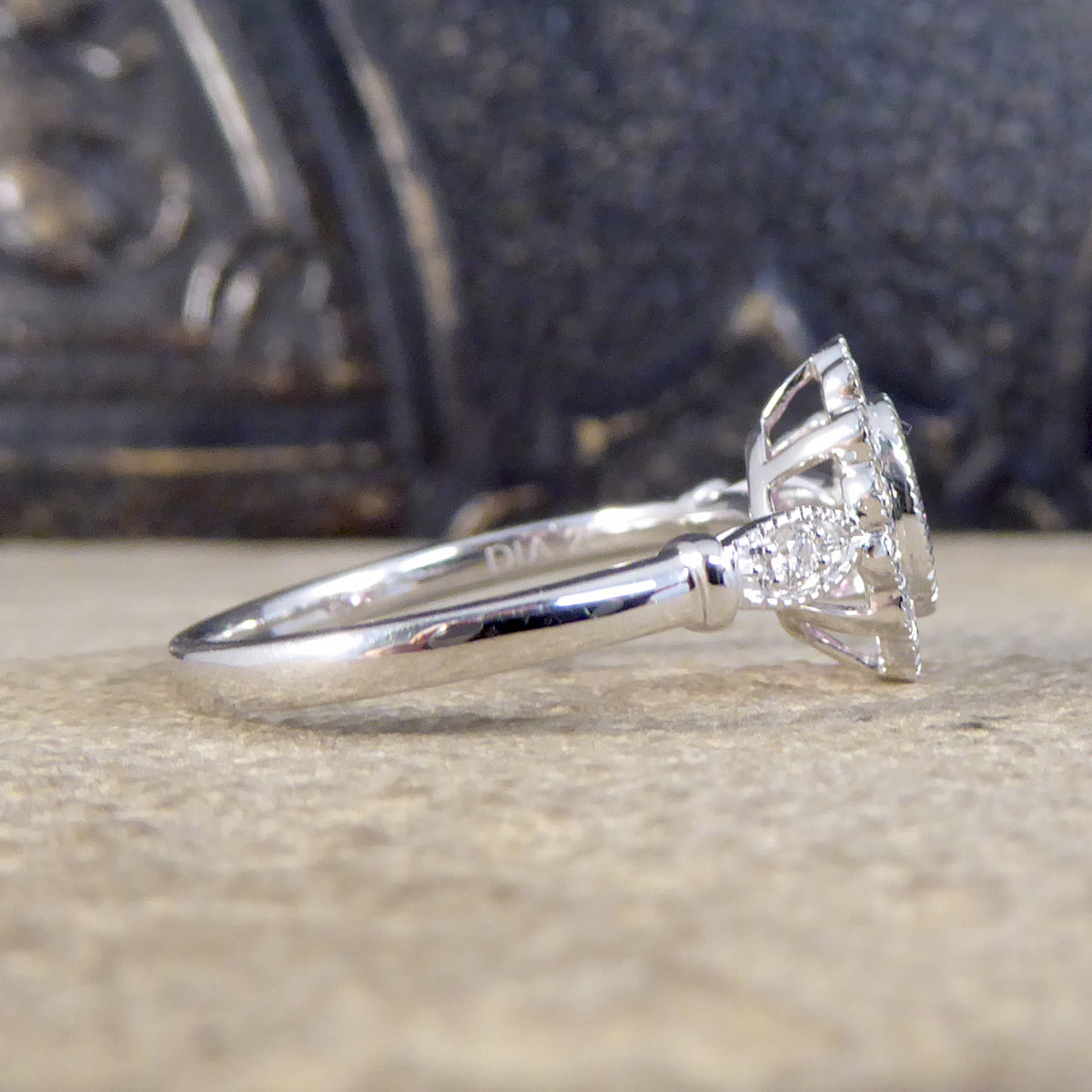 INSTAGRAM GIVEAWAY Pink Sapphire and Diamond Cluster Ring Mounted in Platinum - Wharfedale Antiques