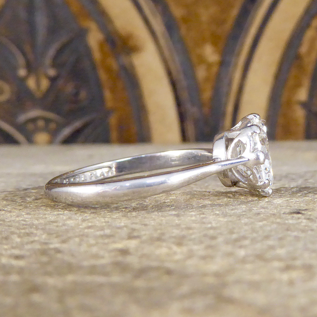 1930's 1.77ct Round Brilliant Cut Diamond Solitaire Engagement Ring in 18ct White Gold and Platinum - Wharfedale Antiques