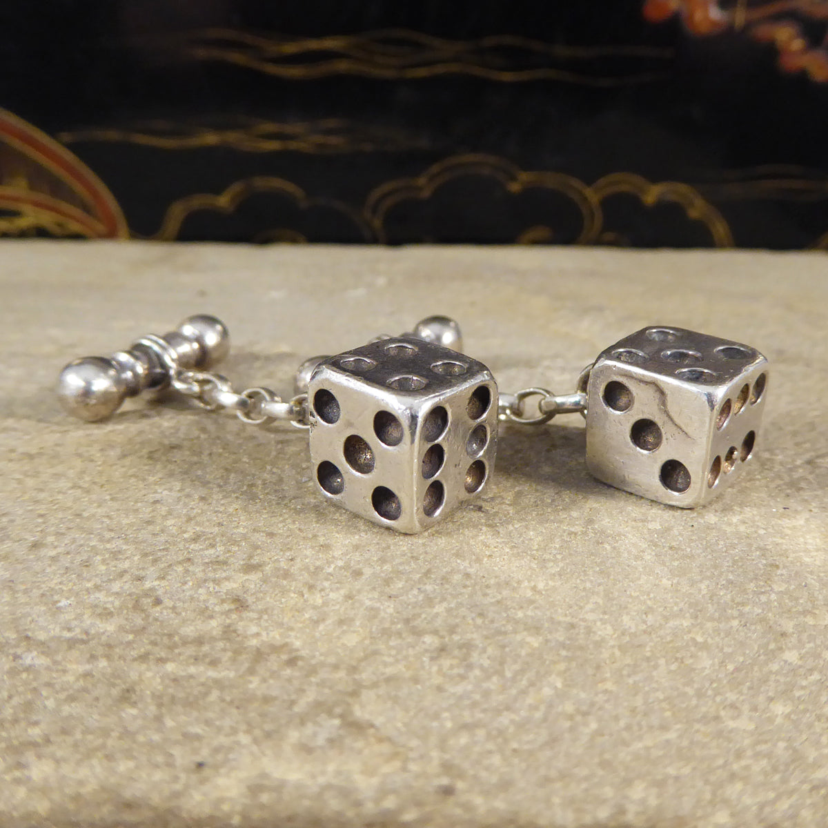 Solid Silver Quality Playing Dice Cufflinks - Wharfedale Antiques