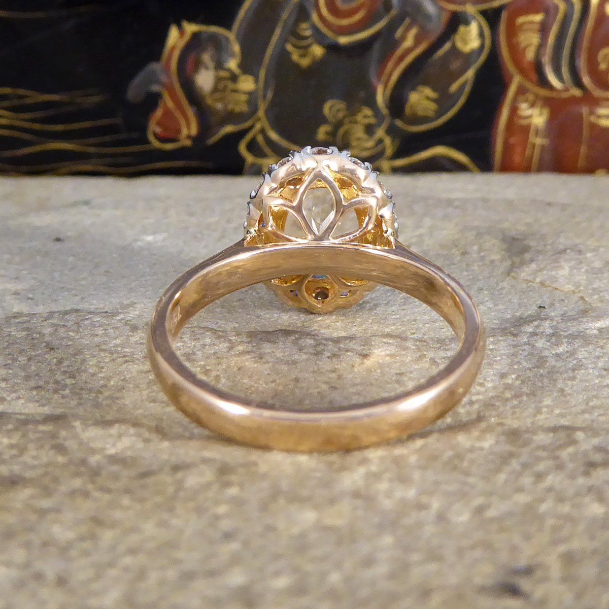 1.82ct Pink Morganite and Diamond Cluster Ring in 18ct White and Rose Gold - Wharfedale Antiques